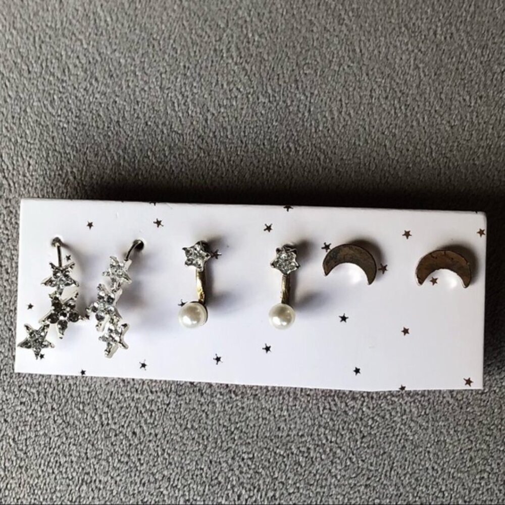 Set of 3 ~ Stars and Moon Earrings